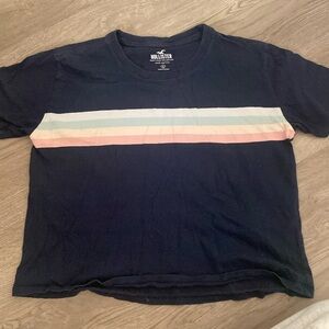 Hollister blue rainbow T-shirt, cropped size small